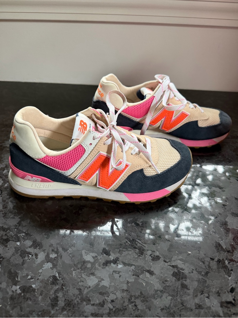 New Balance Women’s Pink, Orange & Navy Retro Runner Sneakers 8